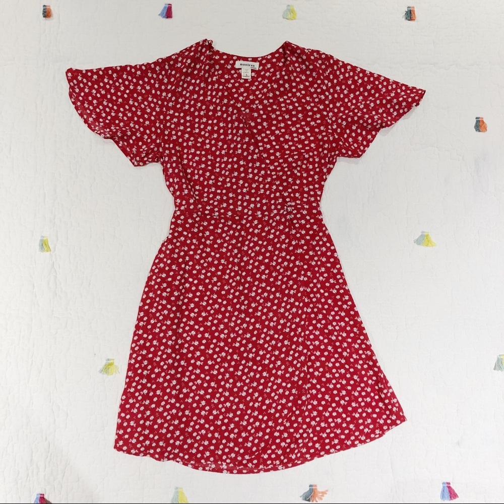 Monteau LA | Red Faux Wrap Dress